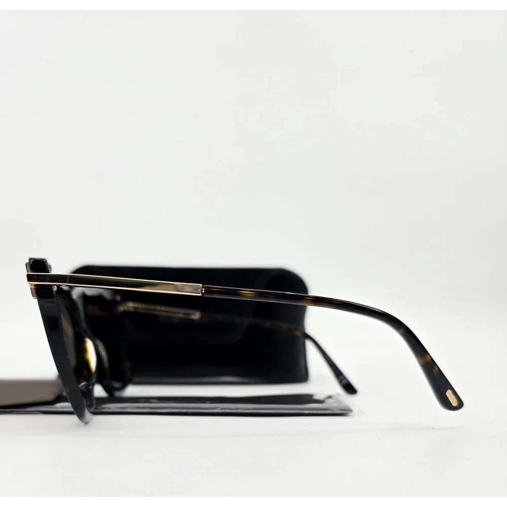 Tom Ford Dasha TF922 52H Polarized Tortoise Square Sunglasses Gold Italy